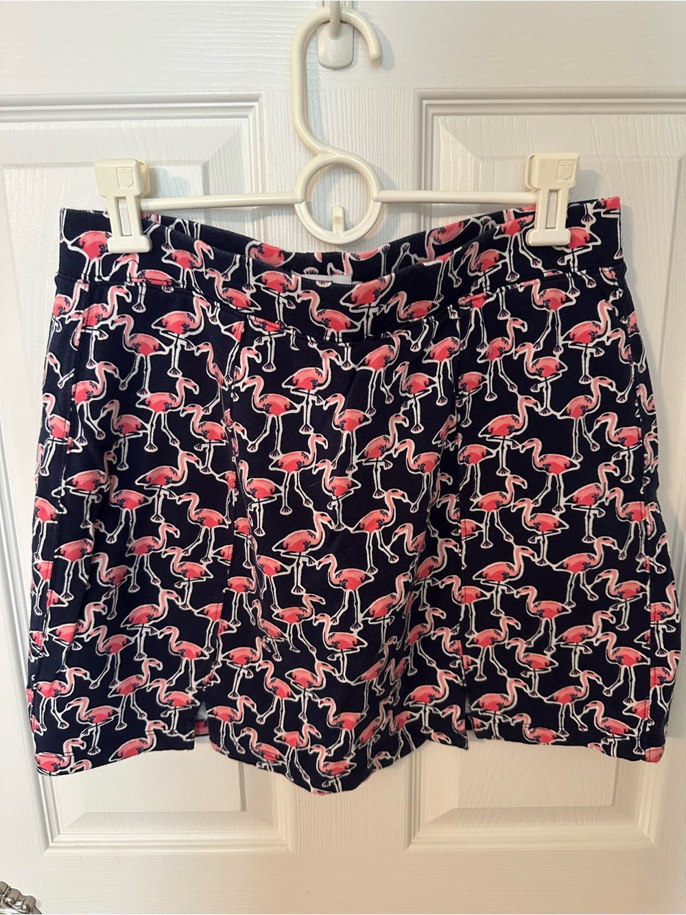 crown & ivy Navy Mini Skort with Pink Flamingo Print